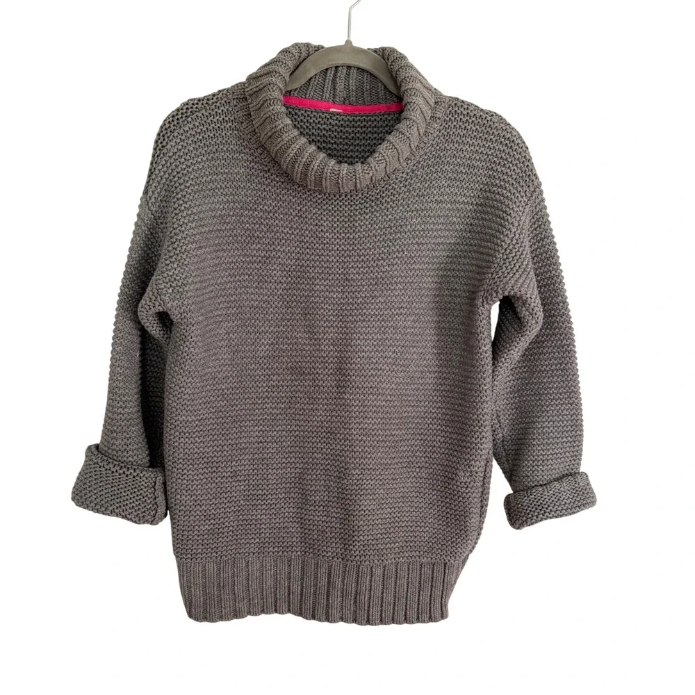 Lululemon Karma Kurmasana Cowl Neck Sweater Grey Side Zip Chunky Knit Pullover